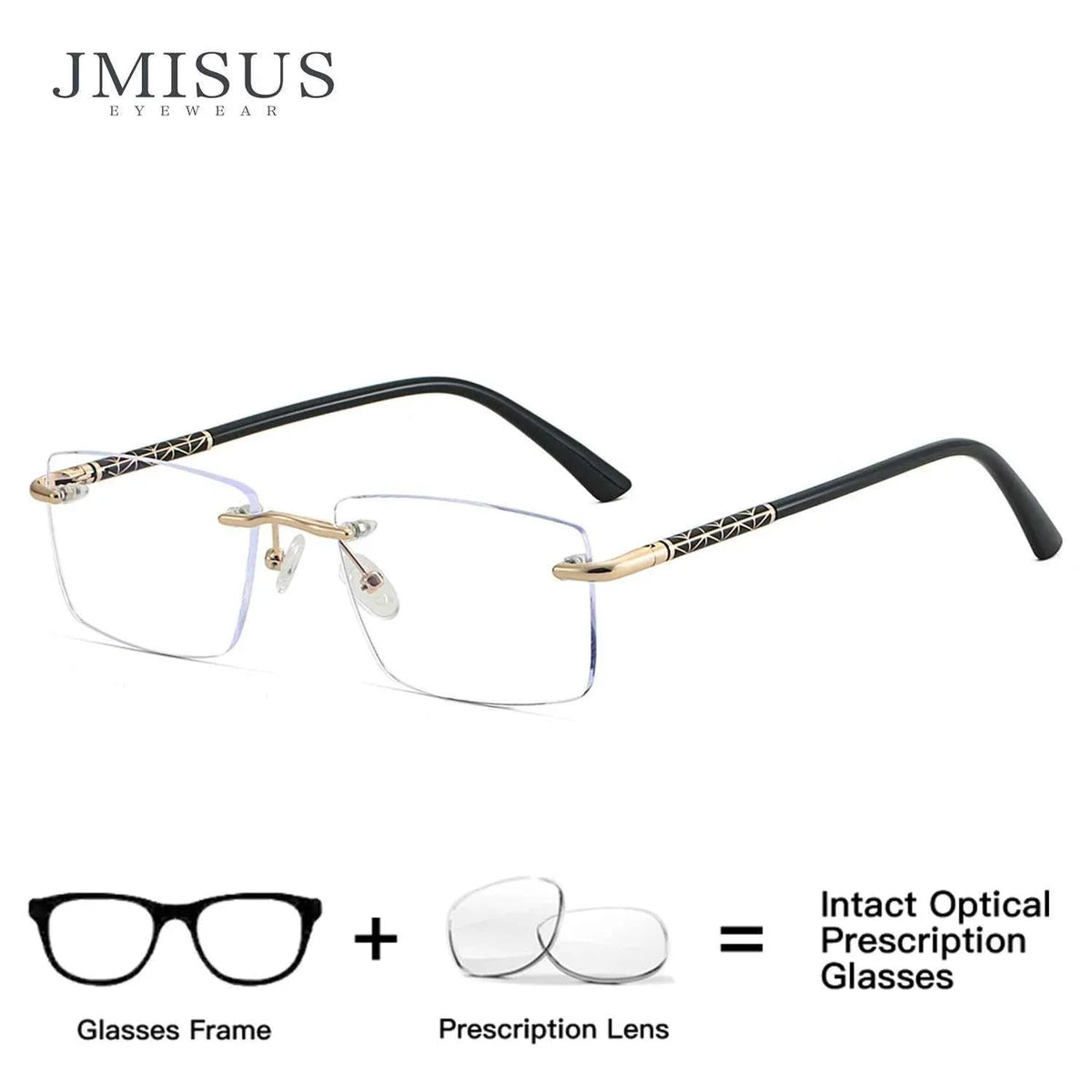 JMISUS Progressive Eyeglasses for Men Women Rimless Rectangle Optical Glasses Multifocal Lenses for Reading and Computer Use - Maliame Store