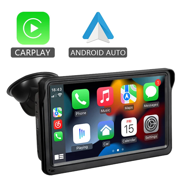 Hippcron Autoradio 7" Portable – CarPlay & Android Auto Sans Fil, Universel
