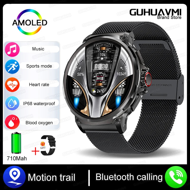 New 1.85-inch ultra AMOLED smartwatch, GPS track, HD Bluetooth call; 710 mah large battery 400+ dial, suitable for Huawei Xiaomi - Maliame Store