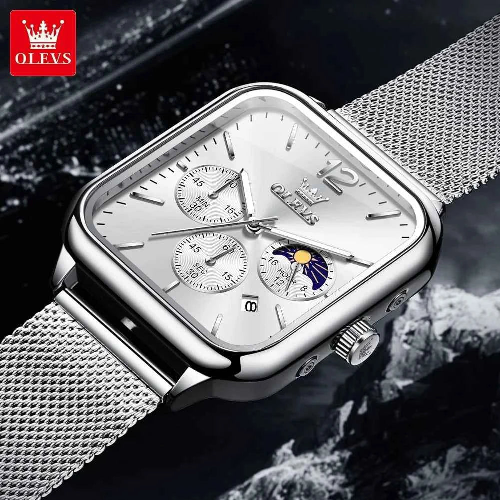 OLEVS Watch For Men Top Brand Luxury Luminous Square Men's Casual Sports Watches Fashion Waterproof Chronograph Reloj Hombre
