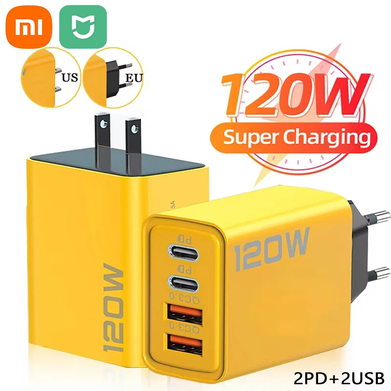 XIAOMI 120W Fast Charger TypeC 10A Cable Ultra Fast Charge 4Port USB C PD High Speed Charger Adapter For Xiaomi iPhone 16 Huawei - Maliame Store