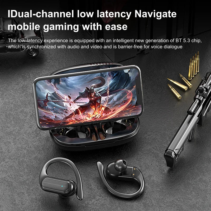 Pour Bosebye A520 Écouteurs Bluetooth 5.3 HiFi Stéréo Étanche à Commande Tactile Écouteurs TWS Écouteurs Sport Sans Fil avec Micro