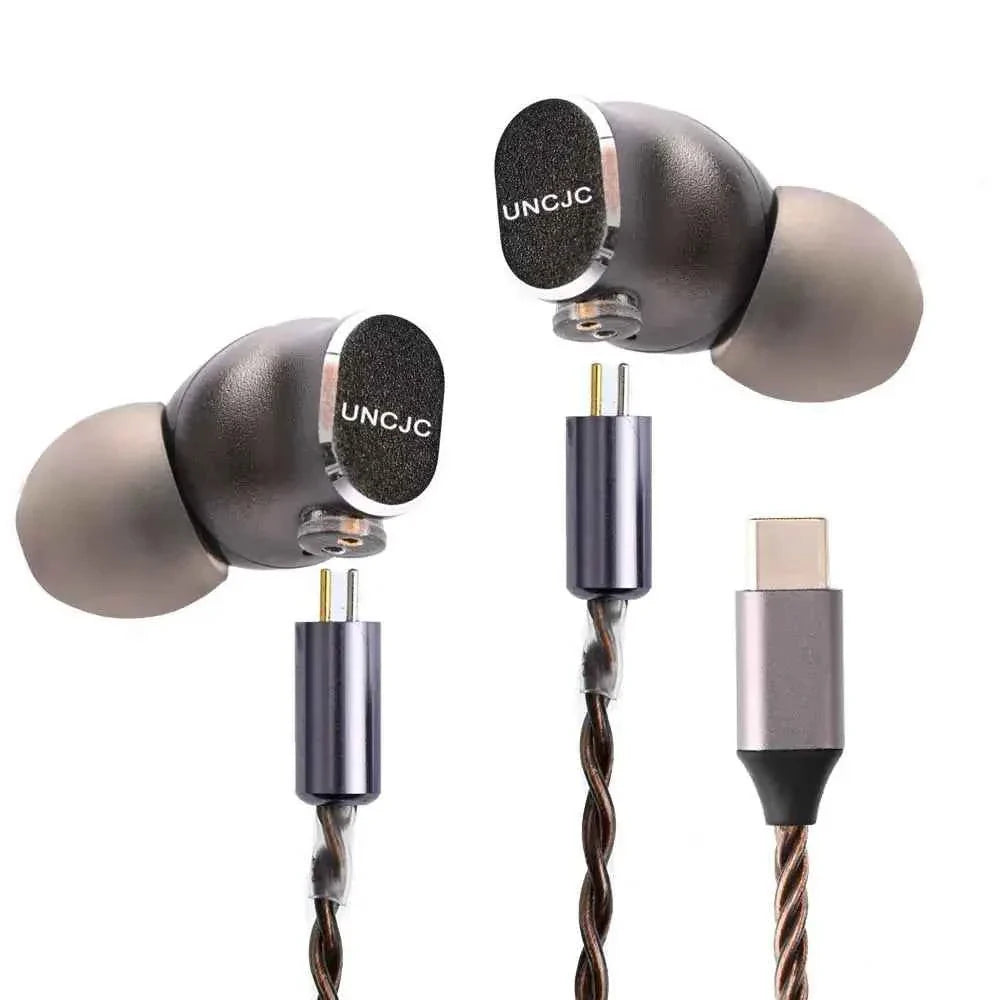 UNCJC Hi-Res Wired Earphone USB C Earbuds Built-in USB-C DAC Twisted Pair 2 Pin Cable IEM Headphones hires Audio with Microphone - Maliame Store