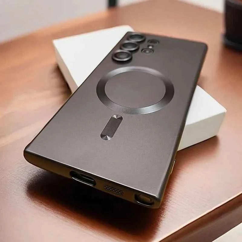 Luxury Magnetic Wireless Charging Matte Case For Samsung Galaxy S25 S24 S23 S 25 24 Ultra Plus Cases Shockproof Soft Phone Cover