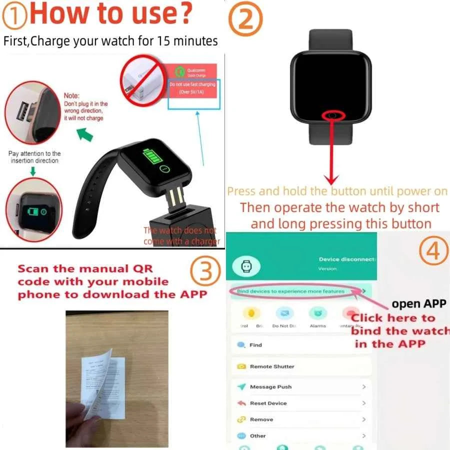 Smart Watch For Men Women Wristwatch Bluetooth Connect Phone Music Player Fitness Sport Bracelet Health Monitor Digital Watches