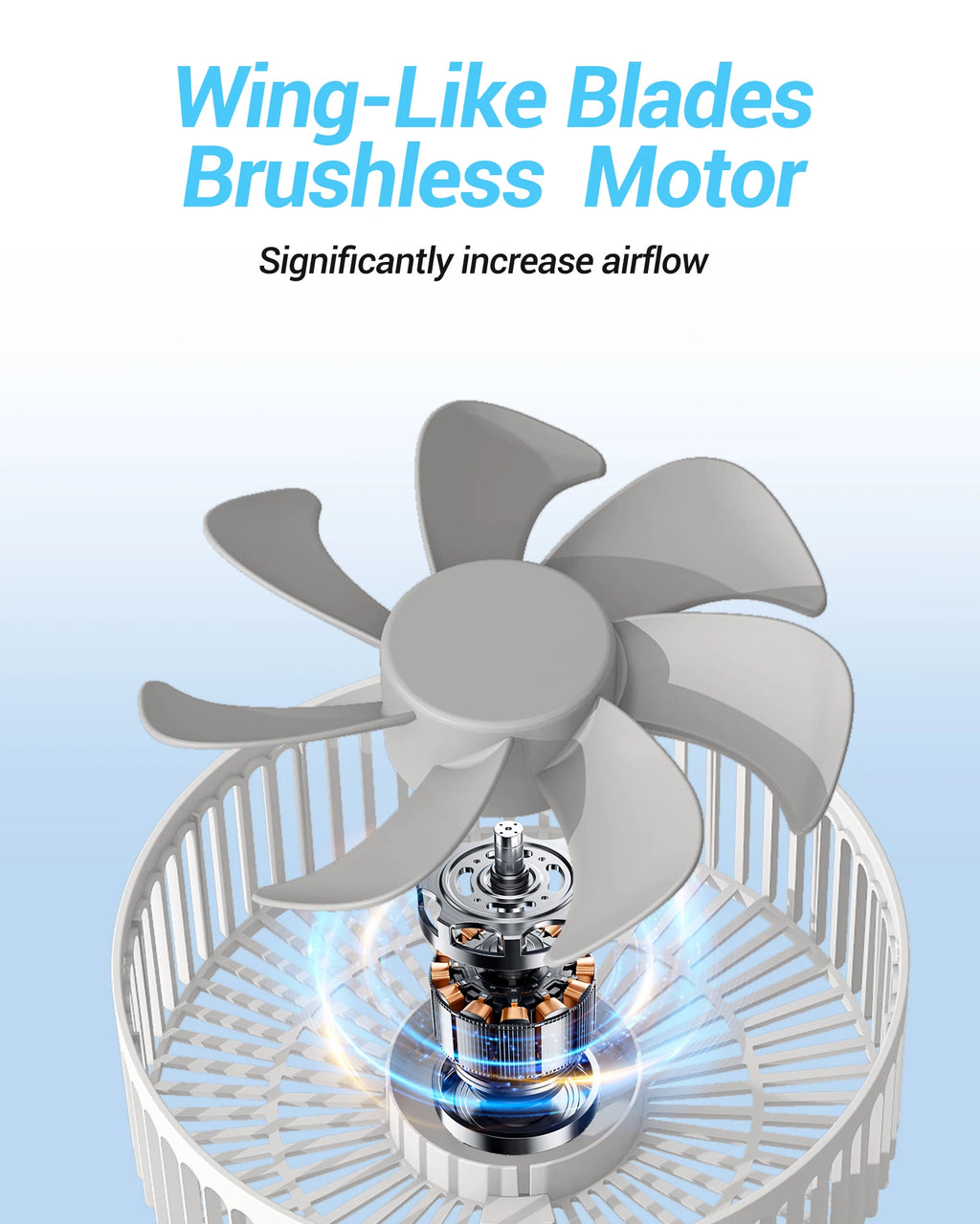 Ventilateur de bureau oscillant portable KASYDoFF, 8 pouces et 5400 mAh, fonctionnant sur batterie USB avec 4 vitesses de flux d'air puissant, ventilateur personnel pliable
