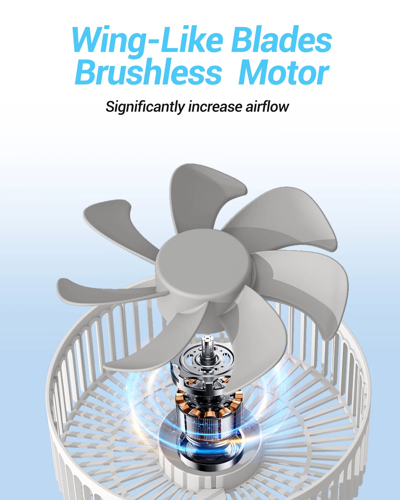 Ventilateur de bureau oscillant portable KASYDoFF, 8 pouces et 5400 mAh, fonctionnant sur batterie USB avec 4 vitesses de flux d'air puissant, ventilateur personnel pliable