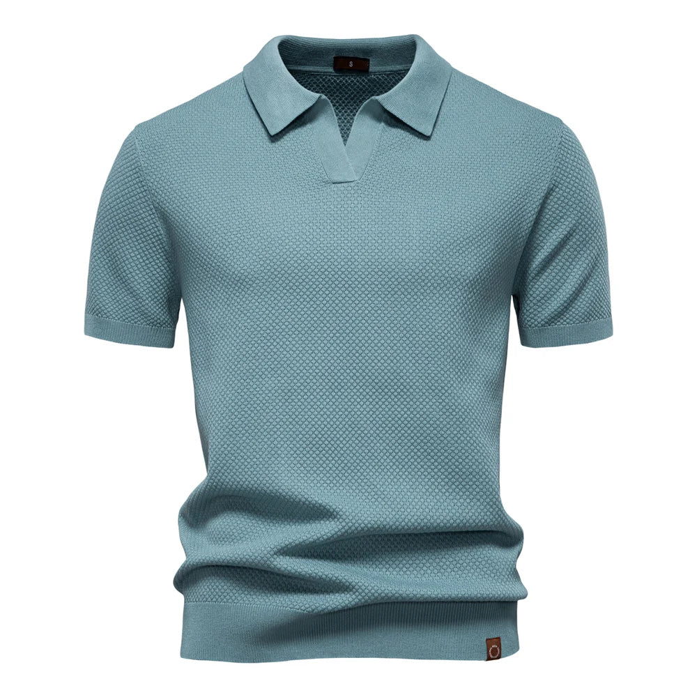 AIOPESON Men's Summer Breathable Polo Shirt Short Sleeve Solid Color Casual Polo Shirts for Men Lightweight Stretch Polo ﻿ - Maliame Store