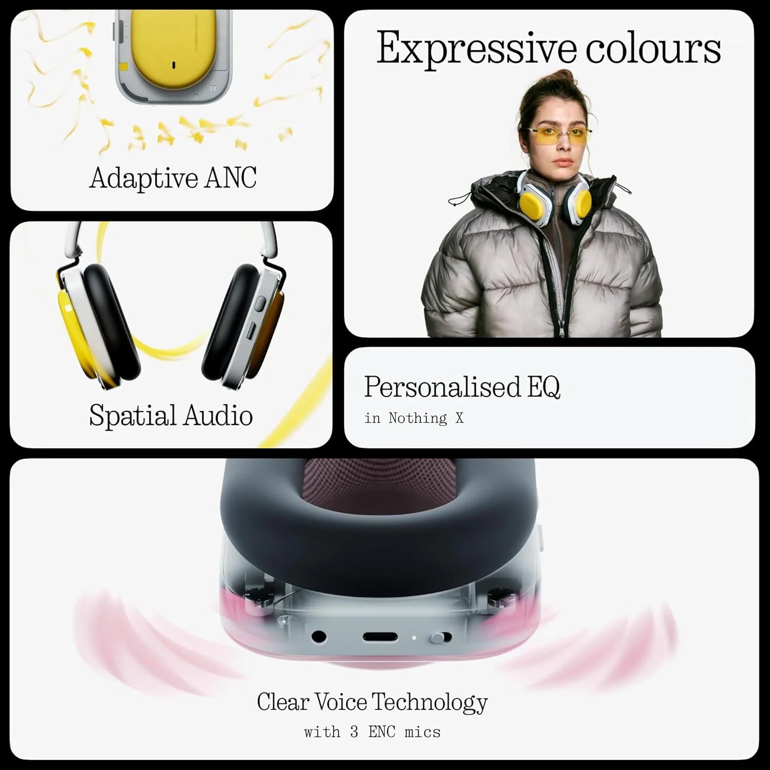 Nothing Headphone (a) — Casque Sans Fil ANC | Bluetooth 5.4 | 135H Autonomie | Design Transparent | IP52