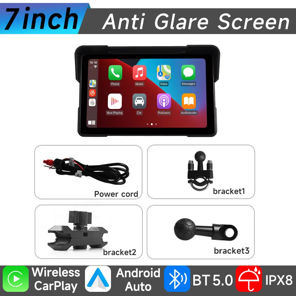 JIUYIN 7-Inch Motorcycle CarPlay & Android Auto Screen