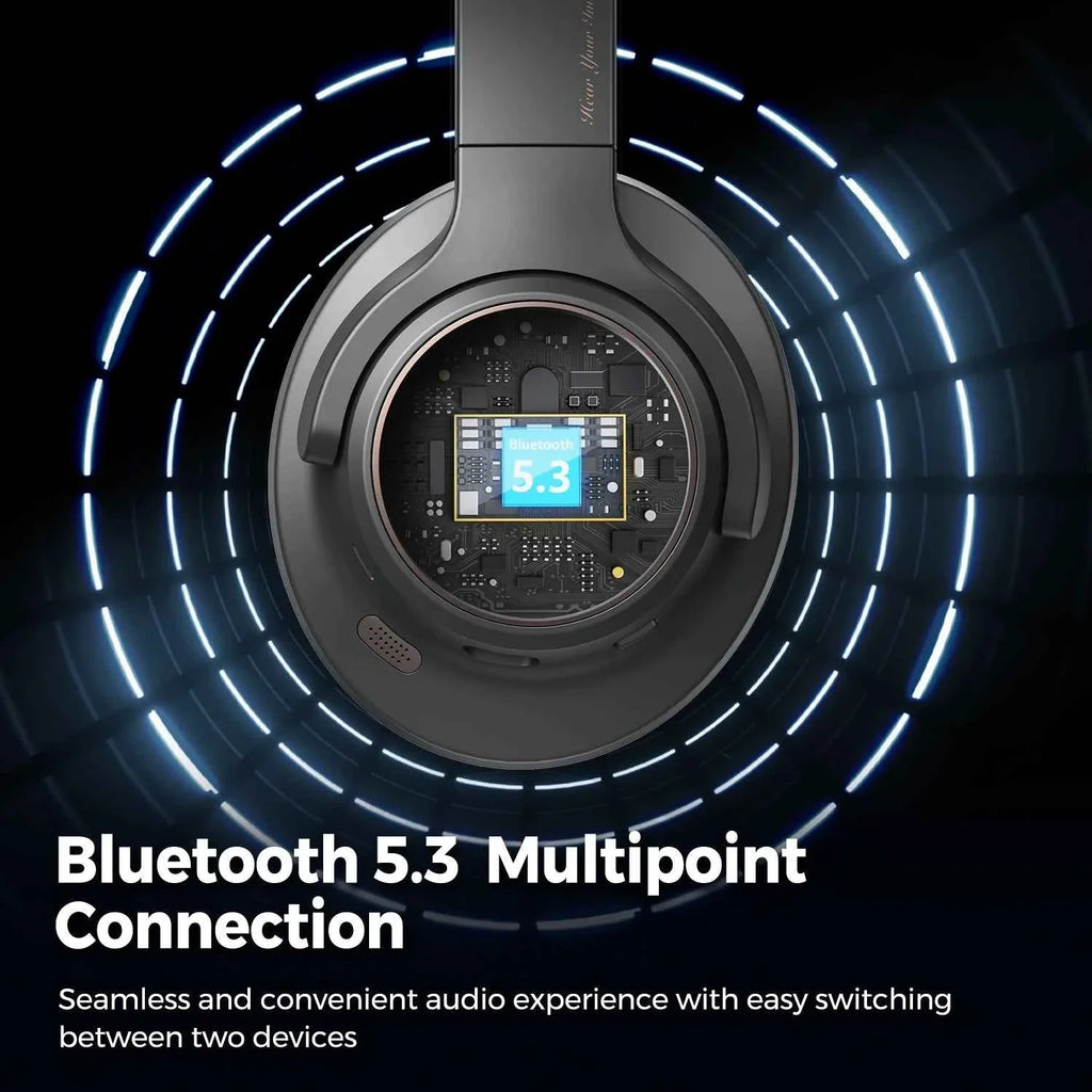 SoundPEATS Space Headphones Bluetooth 5.3 Hybrid Active Noise Cancelling Wireless Headphone,123H Play,Mic,Multipoint Connection - Maliame Store
