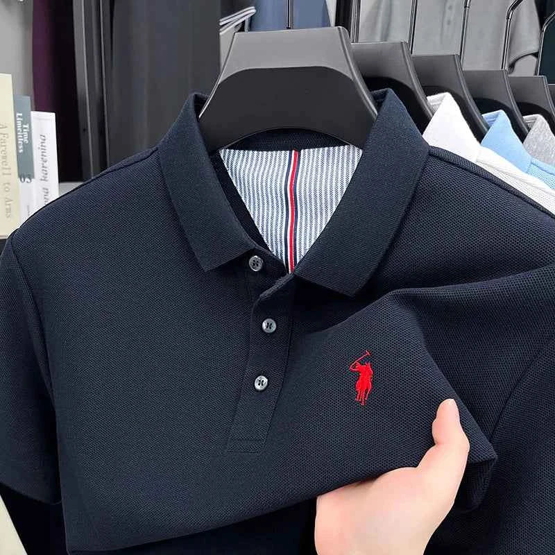 100% Pure Cotton Polo Shirt for Men - High-End Brand Short Sleeve Summer Fashion with Original Pony Embroidery - Maliame Store