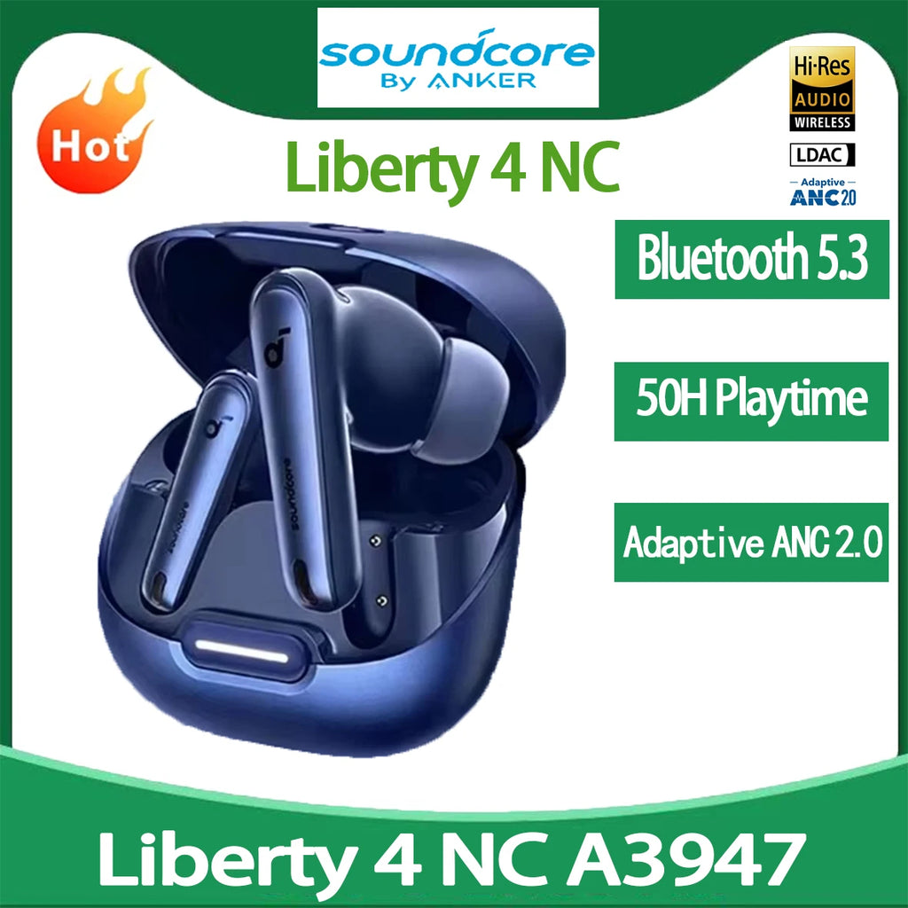 Écouteurs Sans Fil Soundcore Liberty 4 NC | Réduction de Bruit 98,5% | Hi-Res Bluetooth 5.3