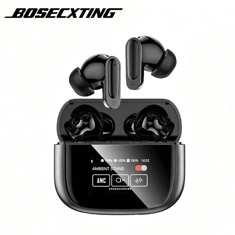 Écouteurs sans fil TWS à suppression de bruit ANC BOSECXT Ultra V11 Smart Touch multi-fonctions grand écran, écouteurs à basses profondes ENC Nouveauté