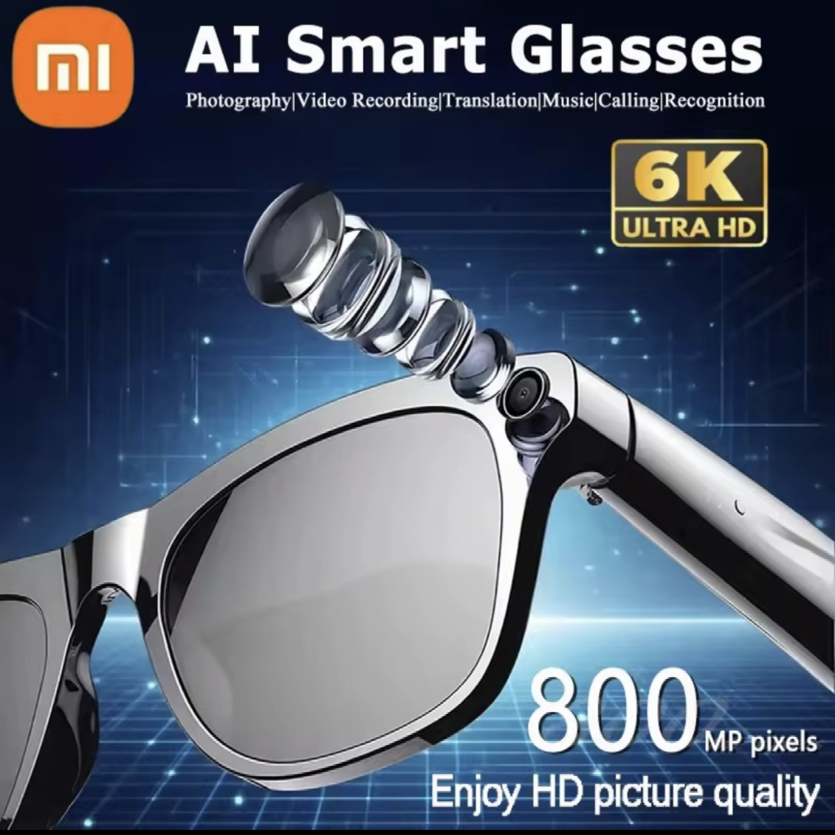 Xiaomi 6K HD AI Smart Glasses Photochromic Multifunction Camera Bluetooth Call Music Player Voice Assistant Translate Glasses - Maliame Store