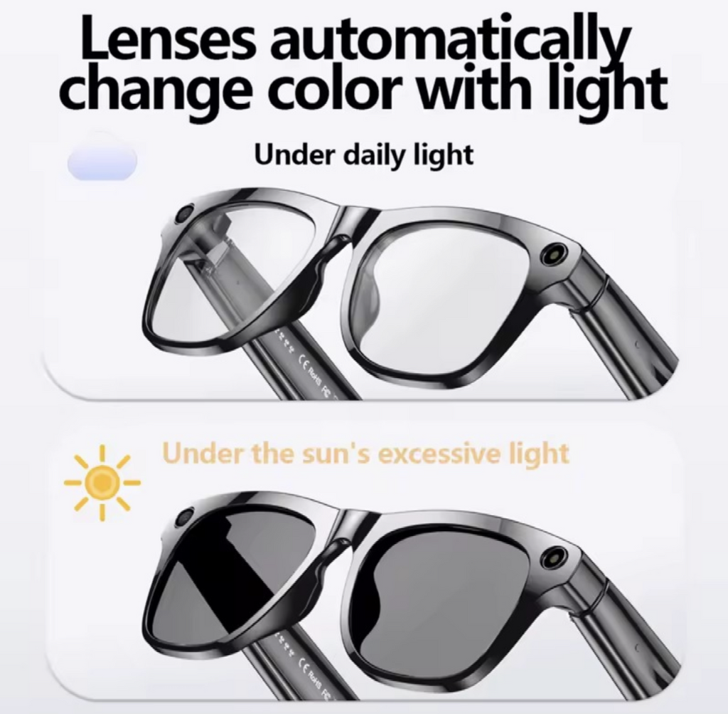 Xiaomi 6K HD AI Smart Glasses Photochromic Multifunction Camera Bluetooth Call Music Player Voice Assistant Translate Glasses - Maliame Store