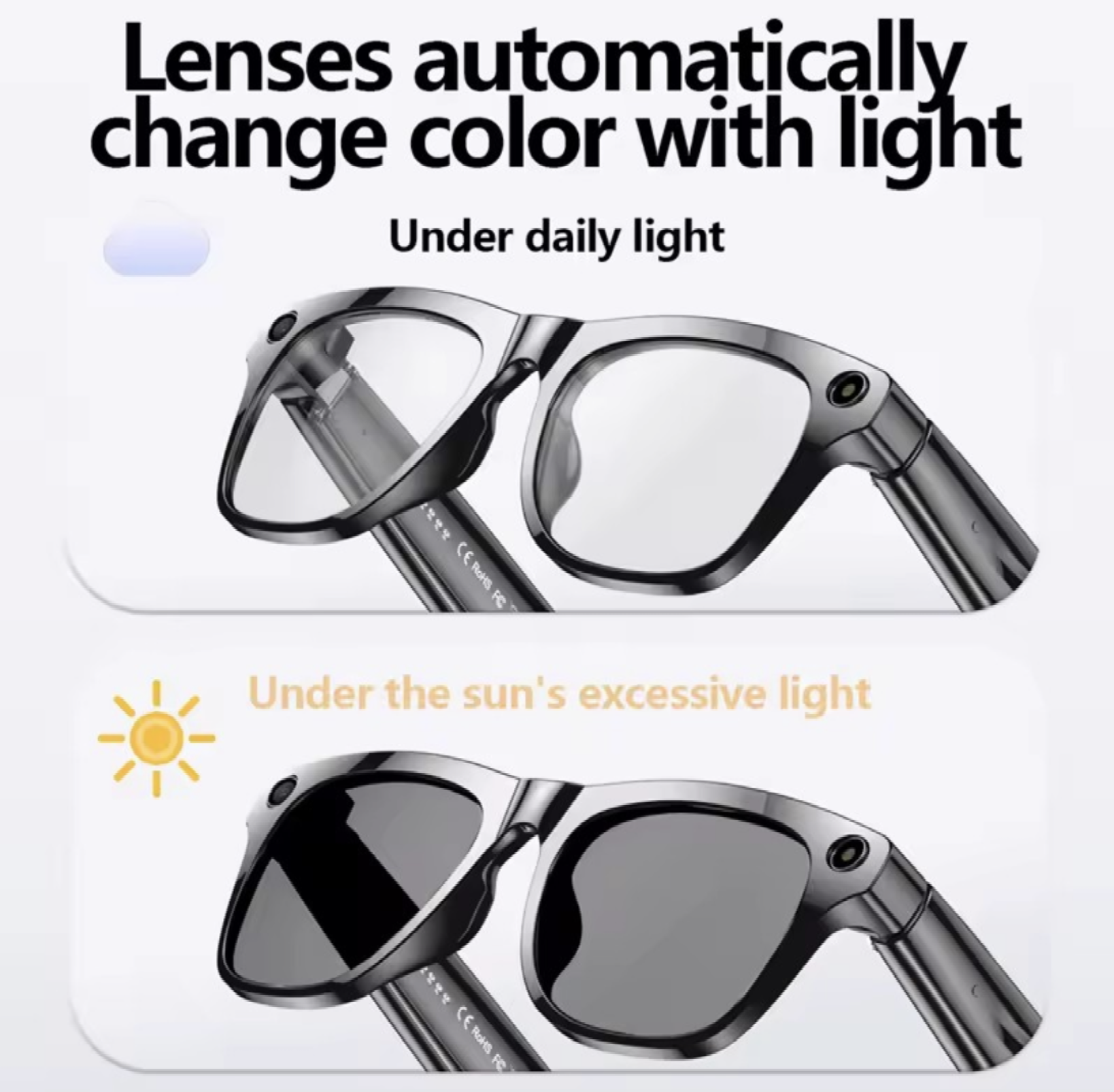 Xiaomi 6K HD AI Smart Glasses Photochromic Multifunction Camera Bluetooth Call Music Player Voice Assistant Translate Glasses - Maliame Store