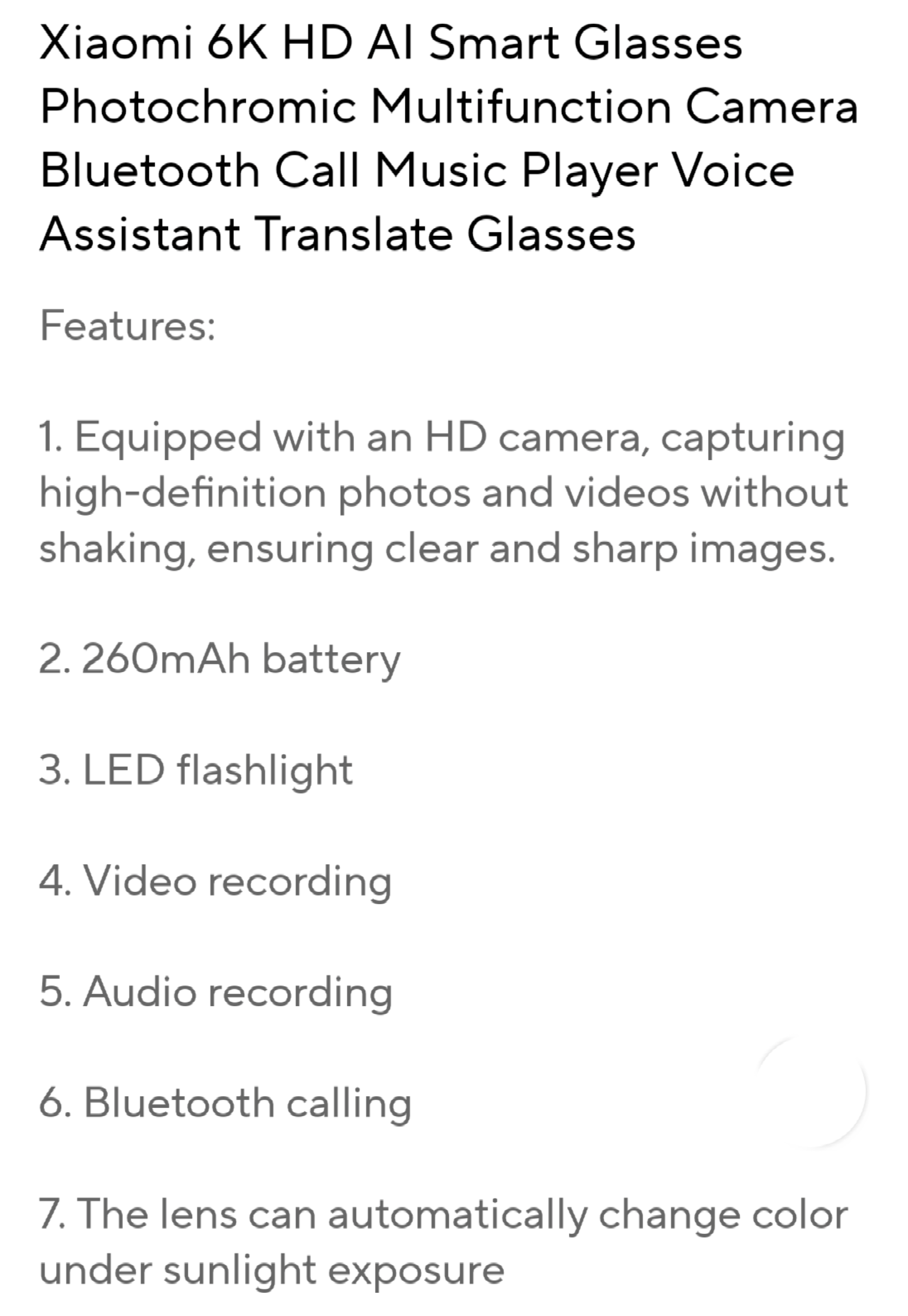 Xiaomi 6K HD AI Smart Glasses Photochromic Multifunction Camera Bluetooth Call Music Player Voice Assistant Translate Glasses - Maliame Store