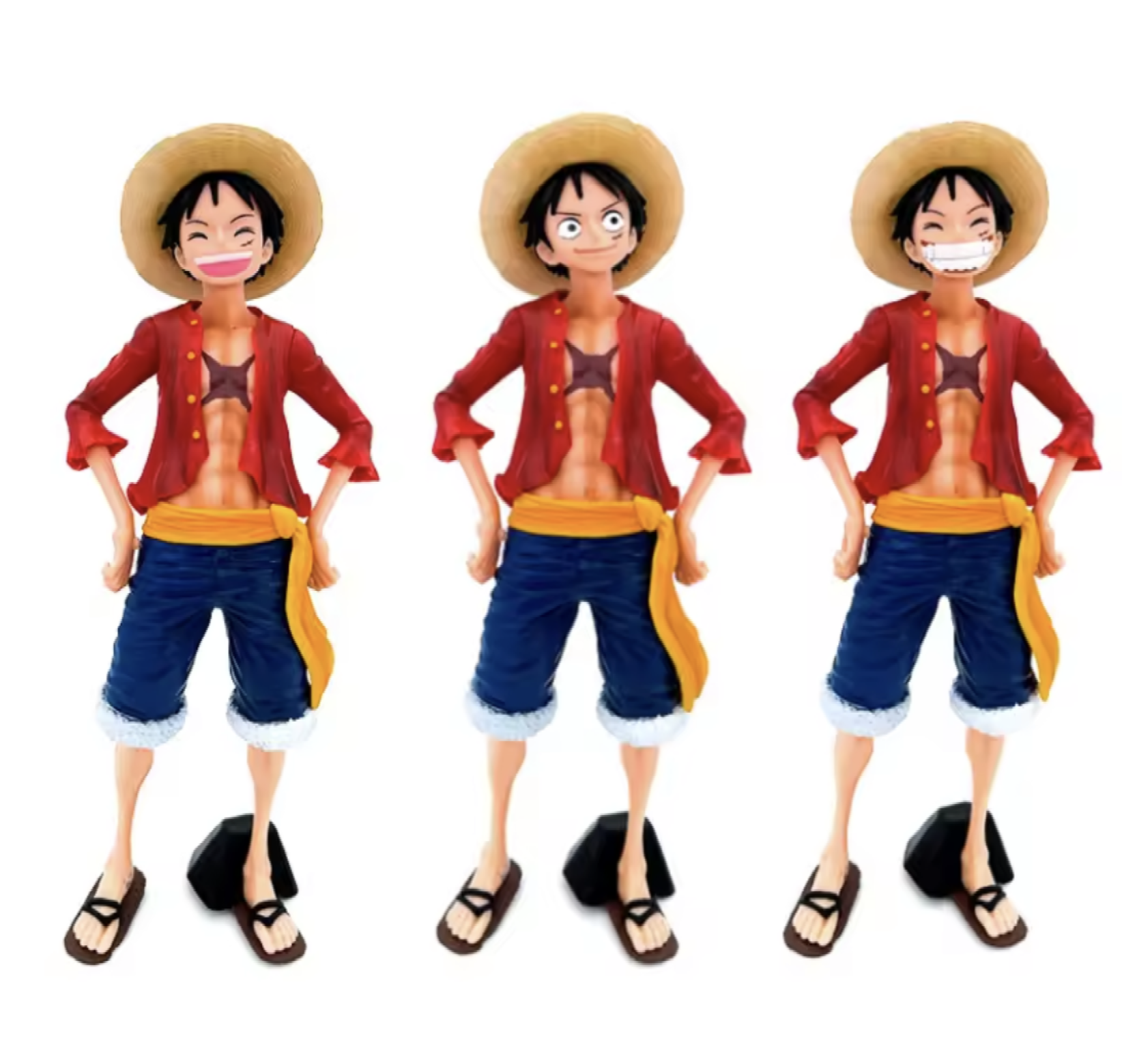 NEW 28cm One Piece Anime Figure Confident Smiley   Luffy Three Form Face Changing Doll Action Figurine Model Luffy Toys Kits 