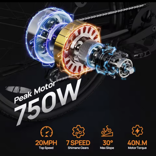 E26 Electric Bike 26x2"  7-Speeds