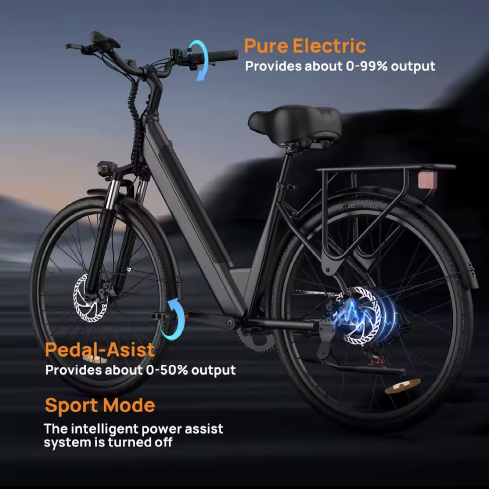 E26 Electric Bike 26x2"  7-Speeds