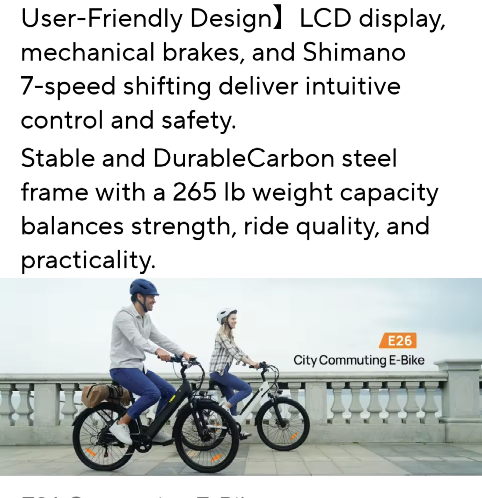 E26 Electric Bike 26x2"  7-Speeds