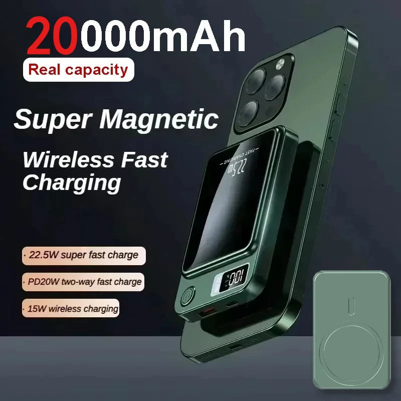 For iPhone 20000mAh Magnetic Wireless Power Bank Super Fast Charging Portable External Battery For xiaomi Samsung Huawei