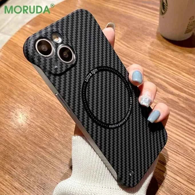 17 Pro Max Magnetic Case - PC Frameless Hard Cover for iPhone 17, 11, 12, 13, 14, 15, 16 Pro Max Plus with Carbon Fiber Texture and MagSafe Compatibility - Maliame Store