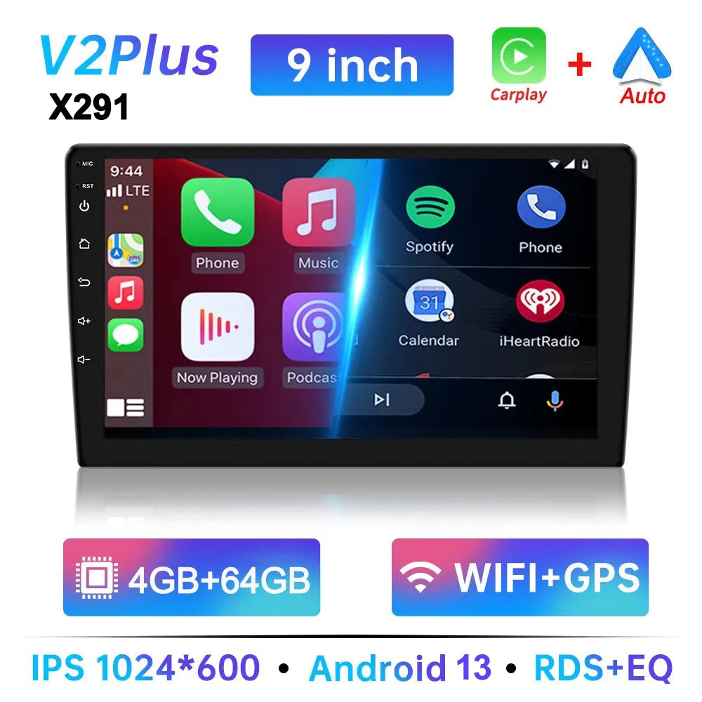 Autoradio Android 13 Universel 2 Din – 7/9/10 Pouces, GPS, WiFi, Bluetooth, CarPlay/Android Auto, 32/64 Go