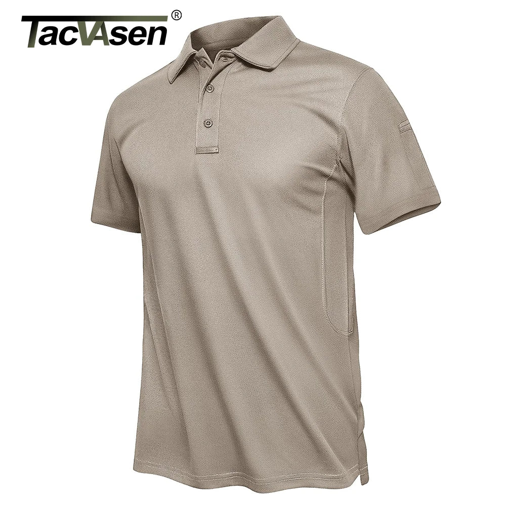 TACVASEN Summer Polo Tee Shirts Men's Short Sleeve Quick Dry T-shirt Breathable Work Shirt Fishing Hiking Golf Polos Top Man - Maliame Store