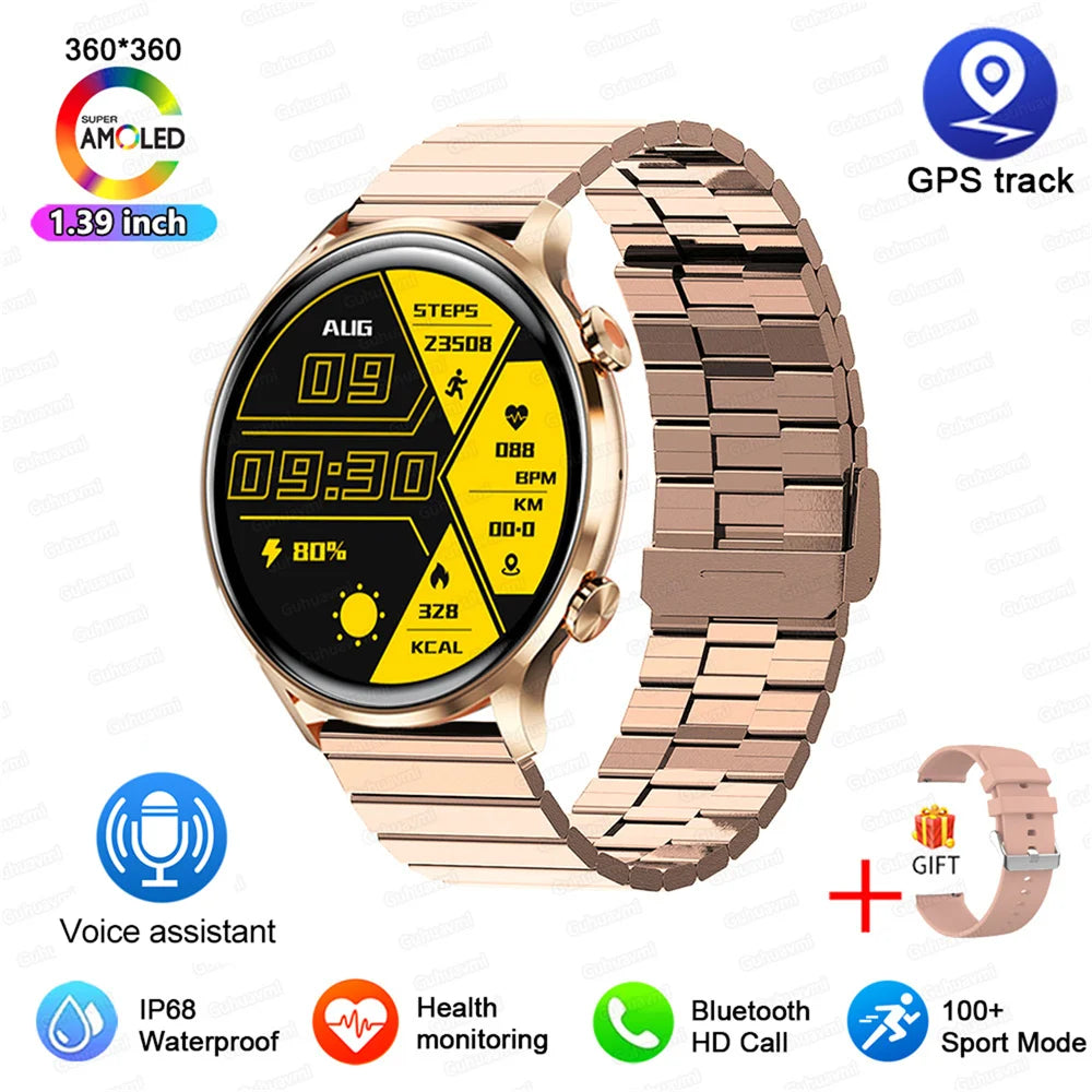 2025 New Smartwatch Women AMOLED HD Screen Always On Display Bluetooth Call IP68 Waterproof GPS Smart Men Watch For Android ios - Maliame Store