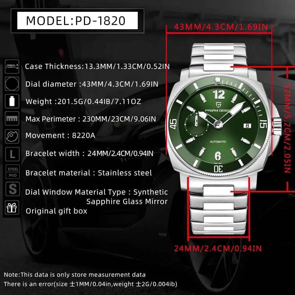Pagani Design Automatic Men's Watch 2025 43MM Sapphire Stainless Steel Diving Casual Fashion Reloj - Maliame Store