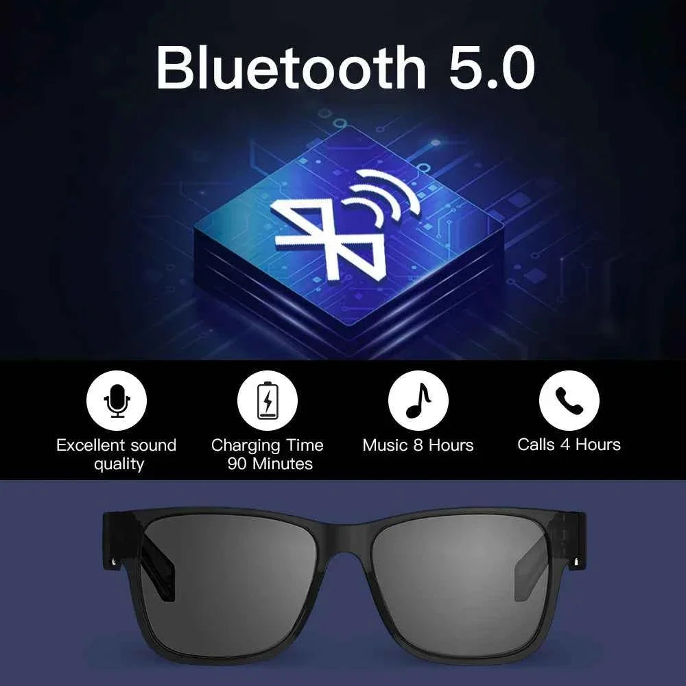 KUMI Meta V1 Smart Glasses with Audio - Polarized Sunglasses, Bluetooth, IPX4 Waterproof, Open Ear Headphones, AI Voice Assistant - Maliame Store