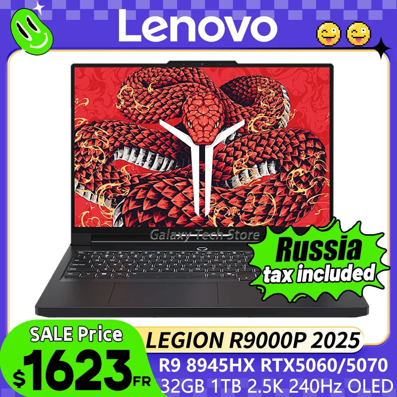 Lenovo LEGION R9000P 2025 AMD R9 8945HX Geforce RTX5060 8GB 32GB 1TB 16" 2.5K 240Hz Screen