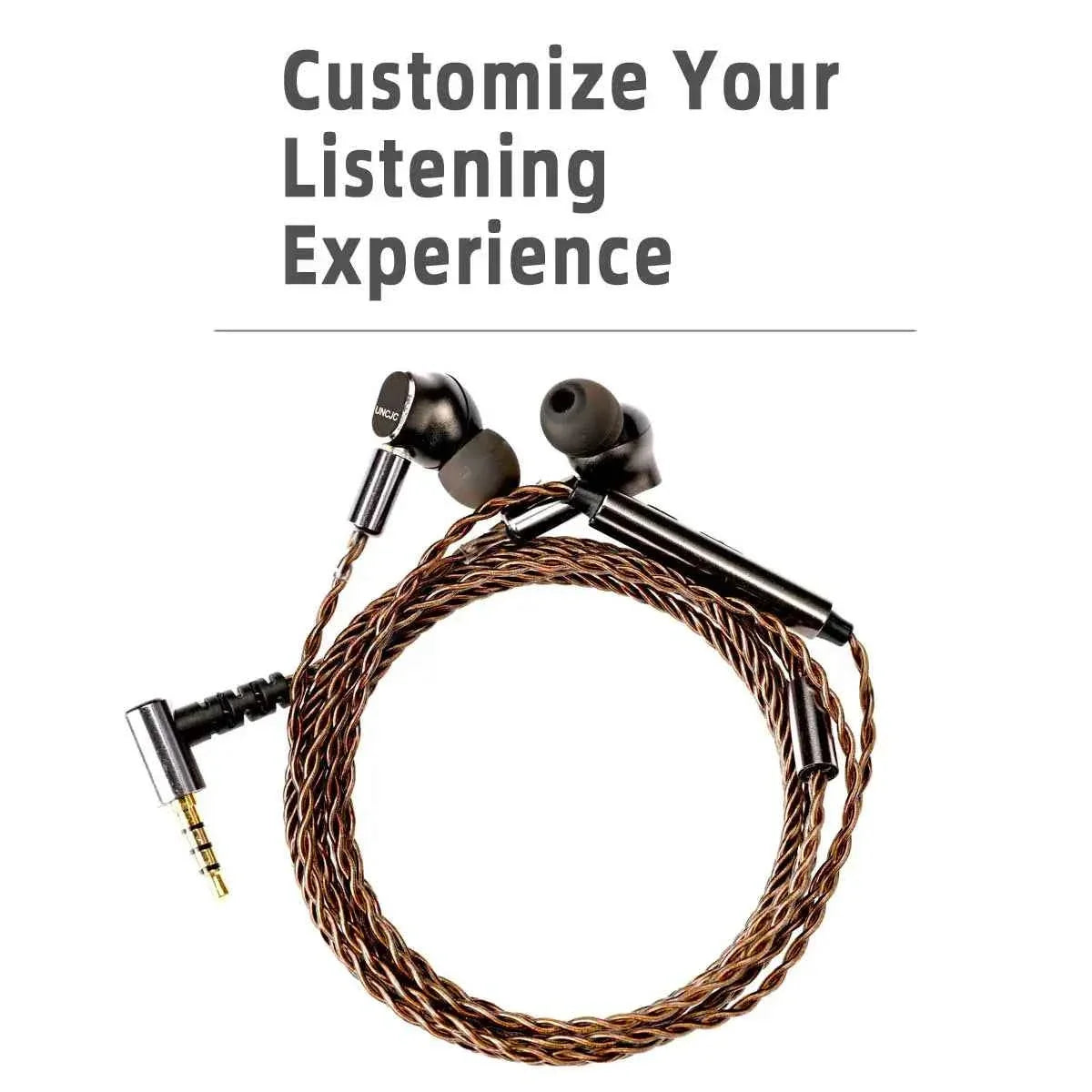 UNCJC Hi-Res Wired Earphone USB C Earbuds Built-in USB-C DAC Twisted Pair 2 Pin Cable IEM Headphones hires Audio with Microphone - Maliame Store
