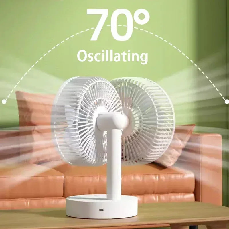 Ventilateur de table portable rechargeable, mini ventilateur USB 8 pouces pour la maison, le bureau, le camping, ventilateur rafraîchissant avec minuterie oscillante