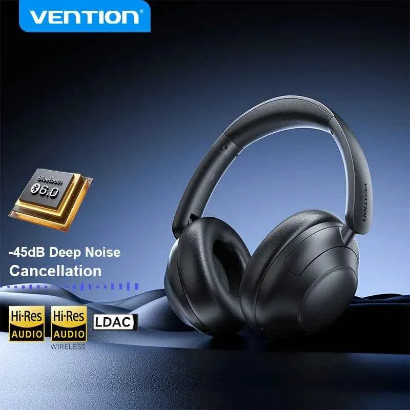 Vention ANC Wireless Headphone 45dB Deep Noise Canceling HIFI Hi-Res Audio Earphone with LDAC Bluetooth 6.0 Over Ear Headset - Maliame Store