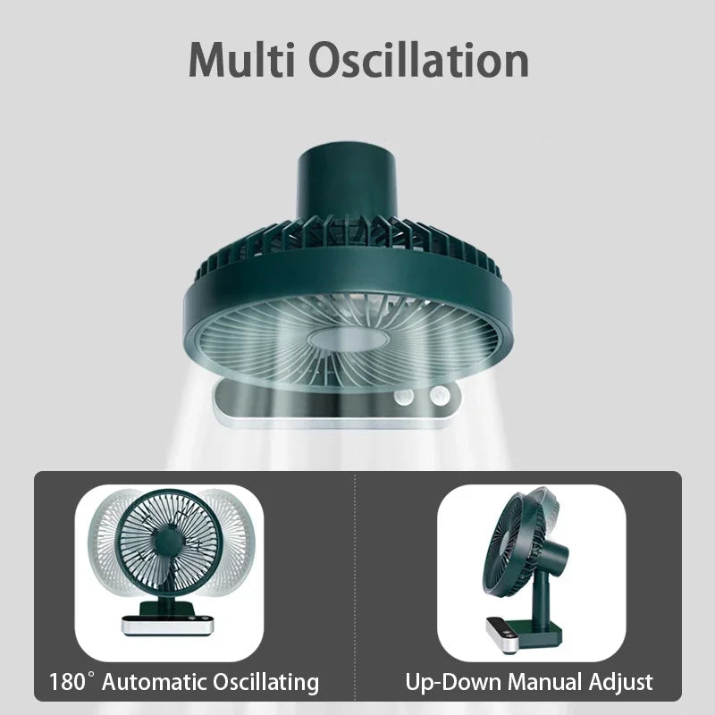 Ventilateur de bureau oscillant rechargeable par USB, 4 vitesses, mini ventilateur de table rafraîchissant de 5000 mAh, tête réglable, ventilateur personnel pour la maison et le bureau