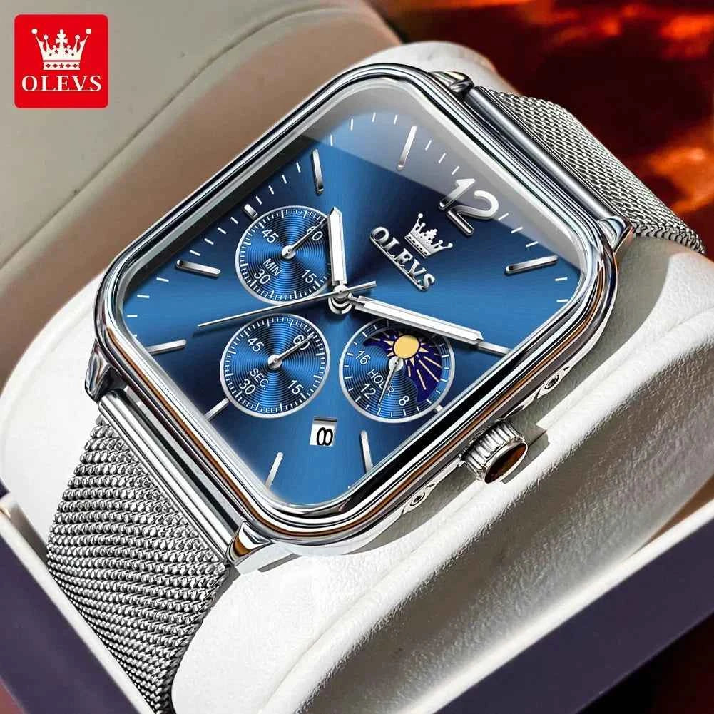 OLEVS Watch For Men Top Brand Luxury Luminous Square Men's Casual Sports Watches Fashion Waterproof Chronograph Reloj Hombre