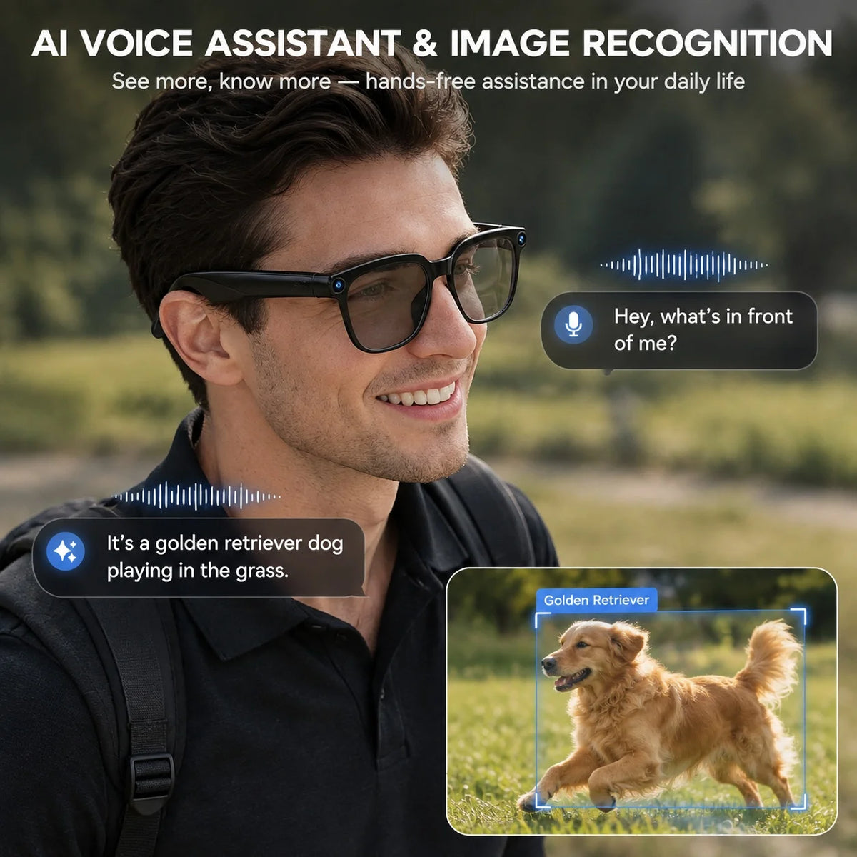 Lunettes intelligentes avec IA et caméra 13 Mpx
