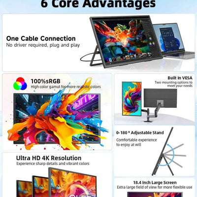 Moniteur de jeu portable UPERFECT 18,4 pouces 4K