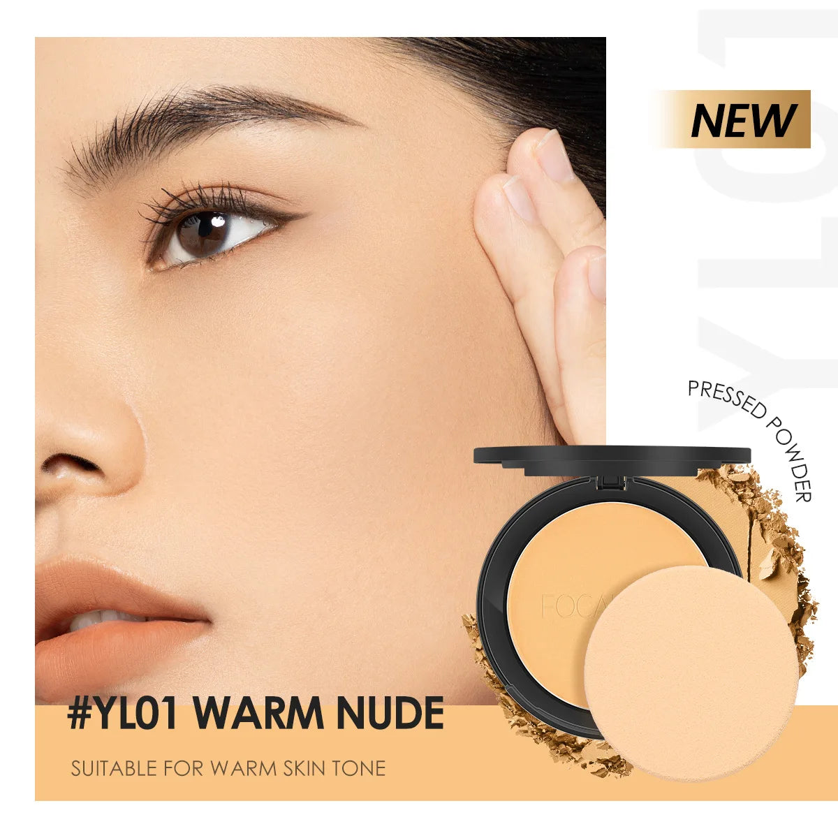FOCALLURE 3 Colors Make Up Face Powder Brighten Oil-control Nude Makeup Pressed Powder Foundation Makeup Base Cosmetics - Maliame Store