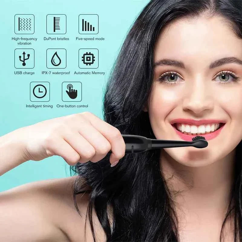 Electric Toothbrush USB Rechargeable 5-Gear Mode IPX7 Waterproof Ultrasonic Soft Hair Adult Classic - Maliame Store
