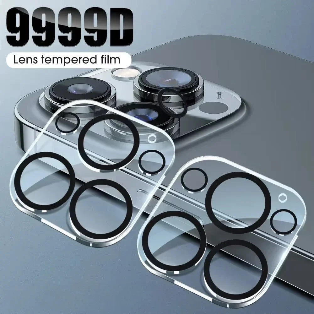 1-5Pcs Tempered Glass for iPhone 17 16 15 14 13 Pro Max Plus Mini Camera Lens Protector Black Circle Protective Lens Film Cover - Maliame Store