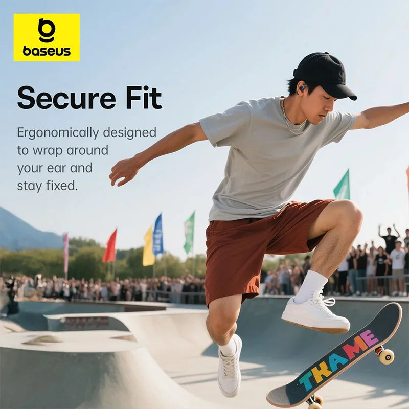 Baseus Eli 2i Fit Open-Ear Earphones True Wireless Bluetooth 6.0 Ear Hooks Headphones IPX5 Waterproof Sports Earbuds Bass Boost - Maliame Store