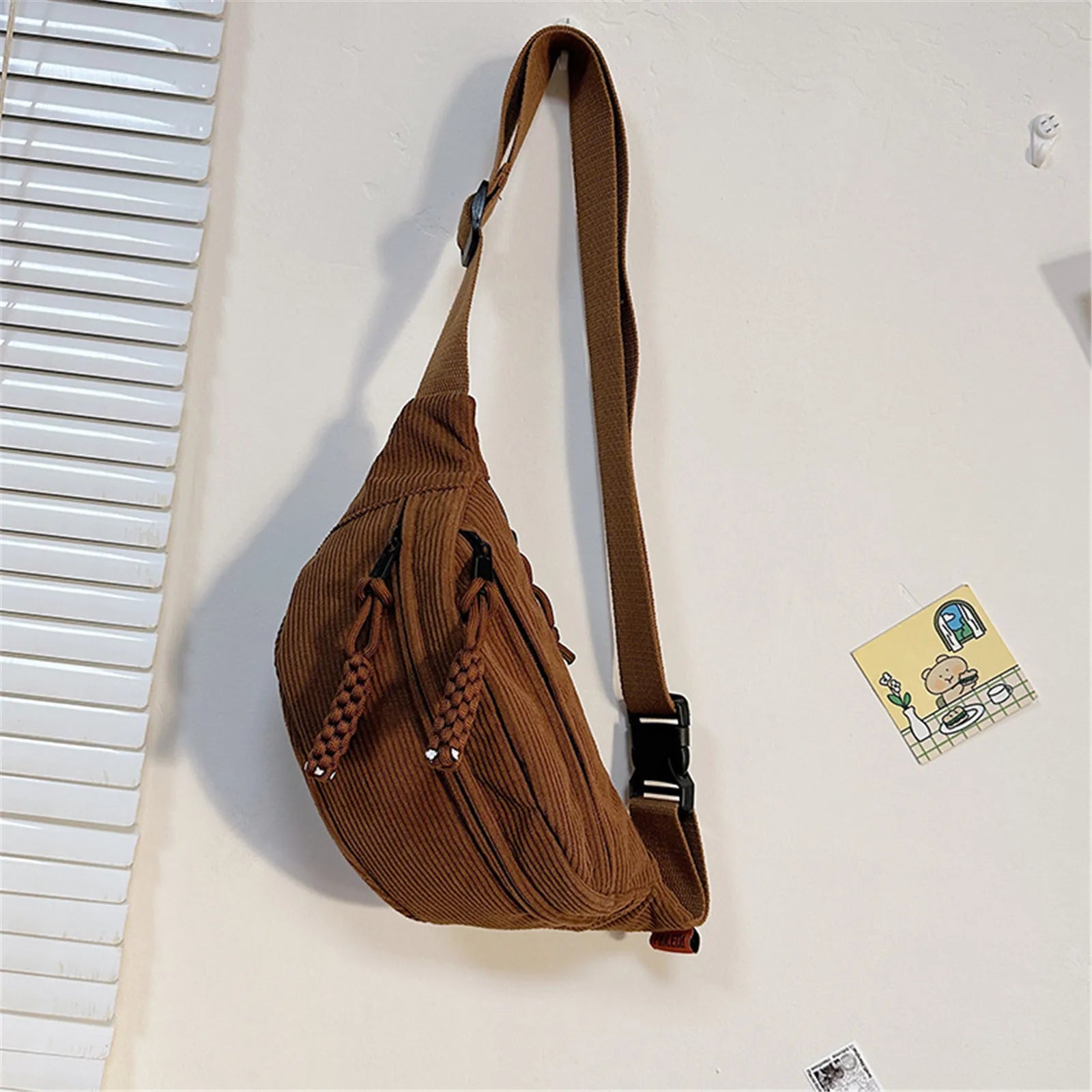 New Casual Corduroy Belt Bags for Women Simple Fashion Fanny Pack Female Banana Waist Bag Hip Purse Shoulder Crossbody Chest Bag - Maliame Store