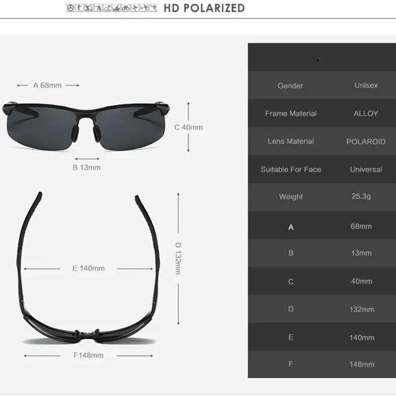 VCKA Men Alloy Half Frame Myopia Sunglasses Women Sports Drive Polarized Custom Prescription Goggles -0.5 to -6.0 - Maliame Store