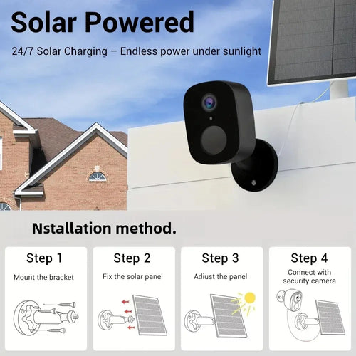 Caméra de Sécurité Solaire 4G 5MP – WiFi 2.4G, Vision Nocturne Couleur, PIR, Étanche, Audio Bidirectionnel