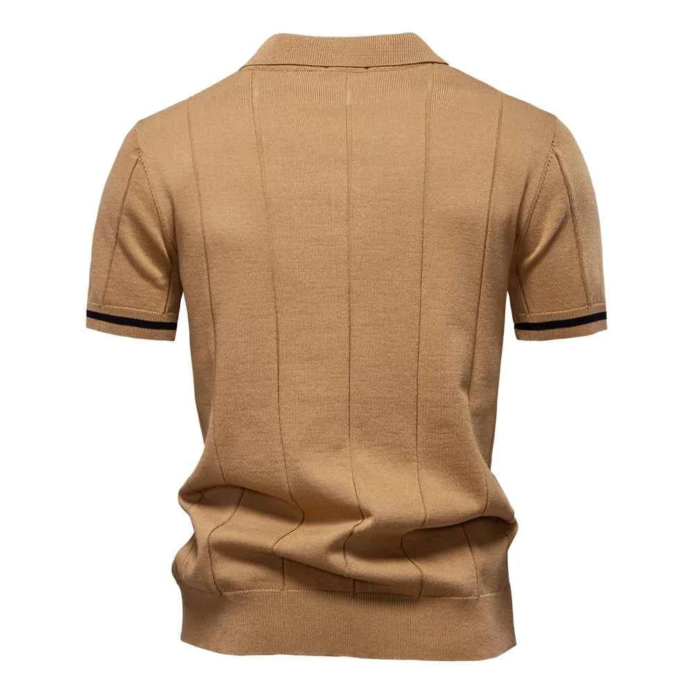 AIOPESON Men's Solid Color Sport Zipper Polo Shirt Athletic Social Polo Shirts for Men Office Slim Fit Polo - Maliame Store