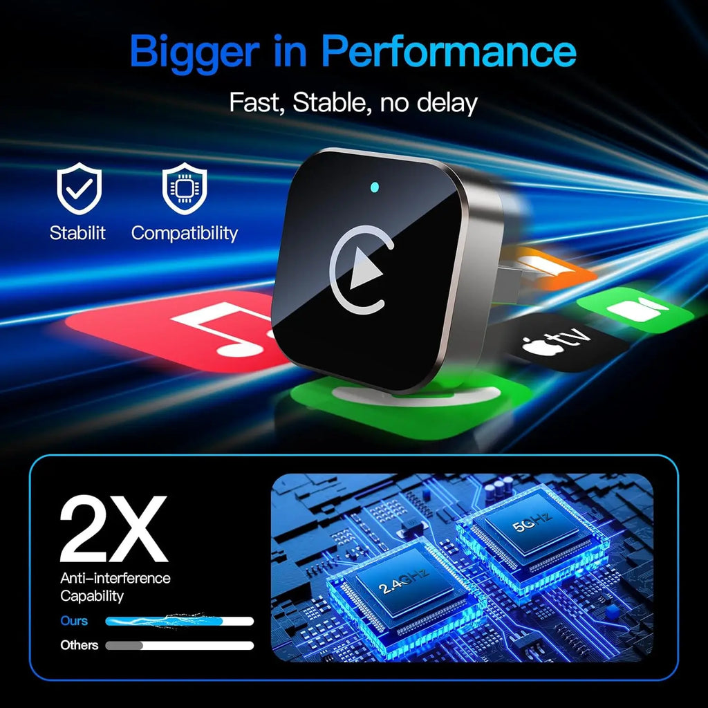 Adaptateur CarPlay sans fil (version 2026 améliorée) pour Apple iPhone et Android, petite taille, Plug and Play, connexion sans fil rapide et stable
